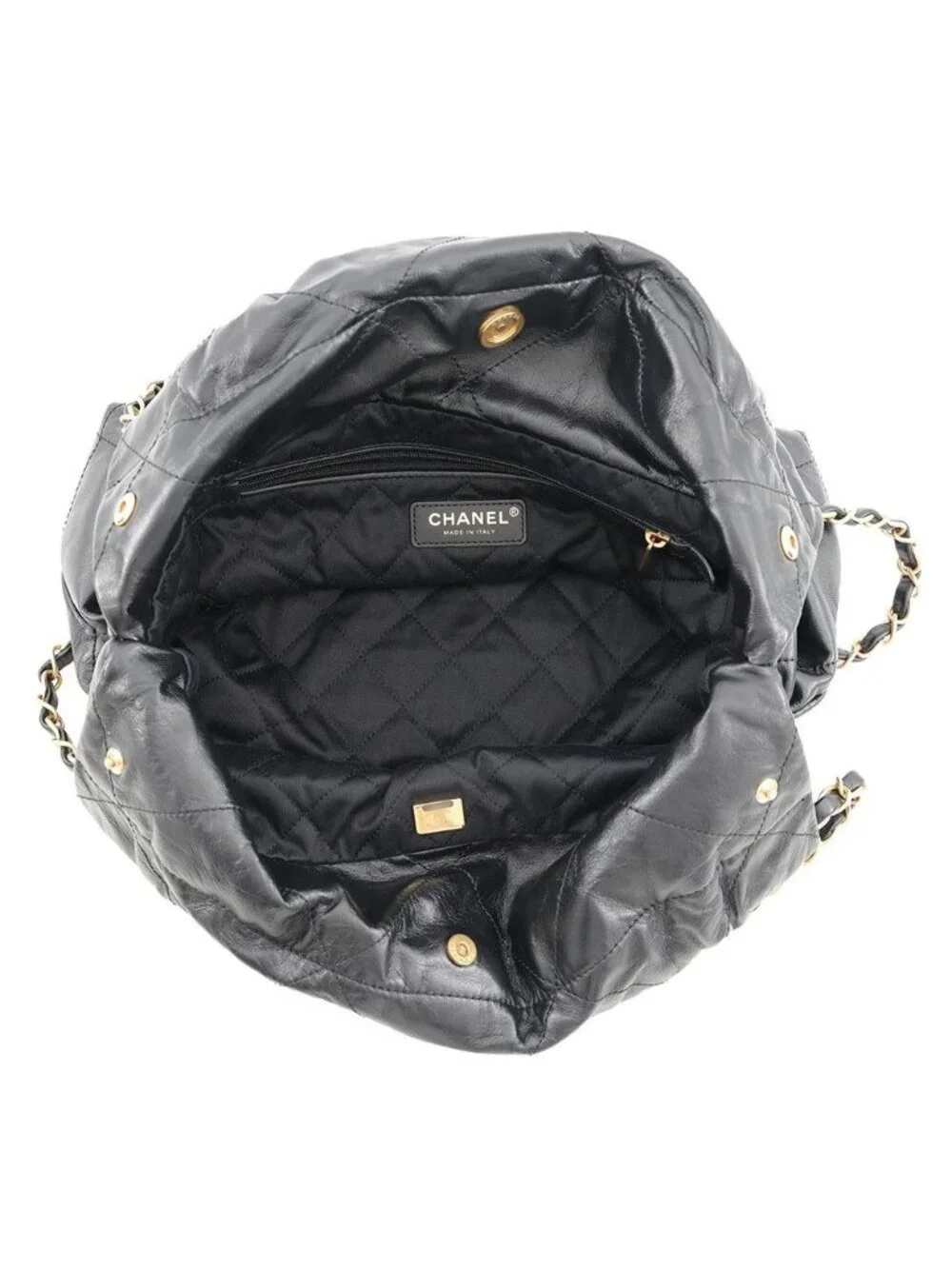 Chanel Handbag Quilted Chanel 22 Double Pocket Small Calfskin Black
